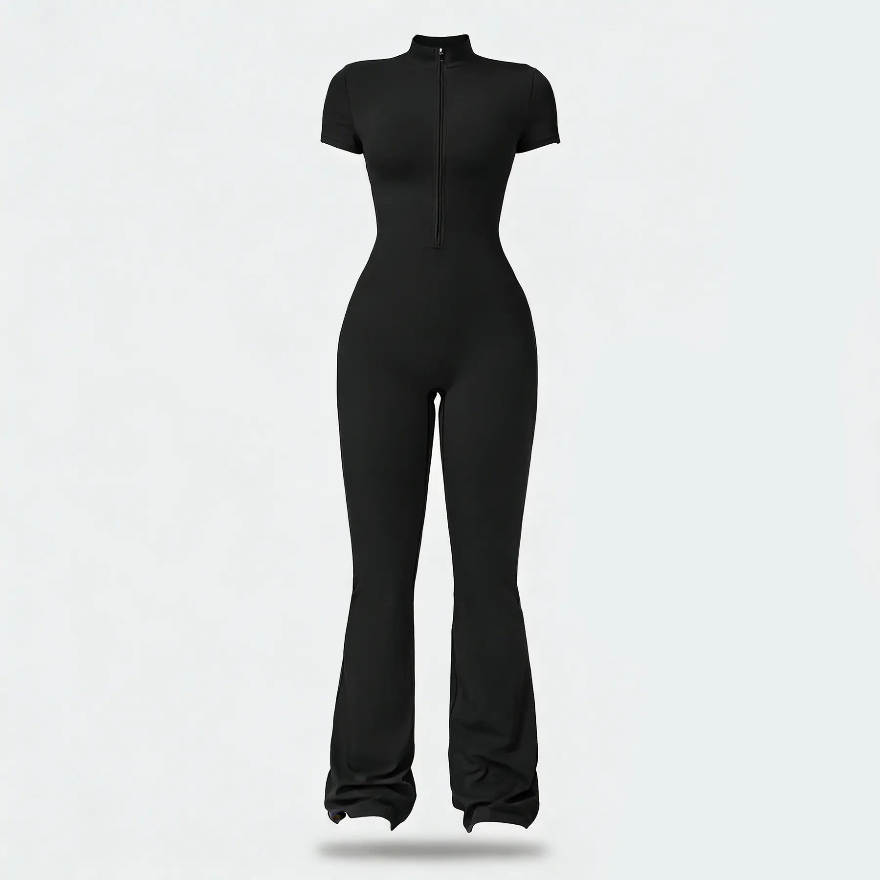 NINONERA Summervibes Zip-Front Short-Sleeve Bodysuit — Black