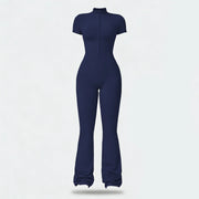 NINONERA Summer Vibes Zip-Front Short-Sleeve Bodysuit — Badge Blue