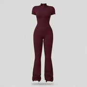 NINONERA Summer Vibes Zip-Front Short-Sleeve Bodysuit — Wine red