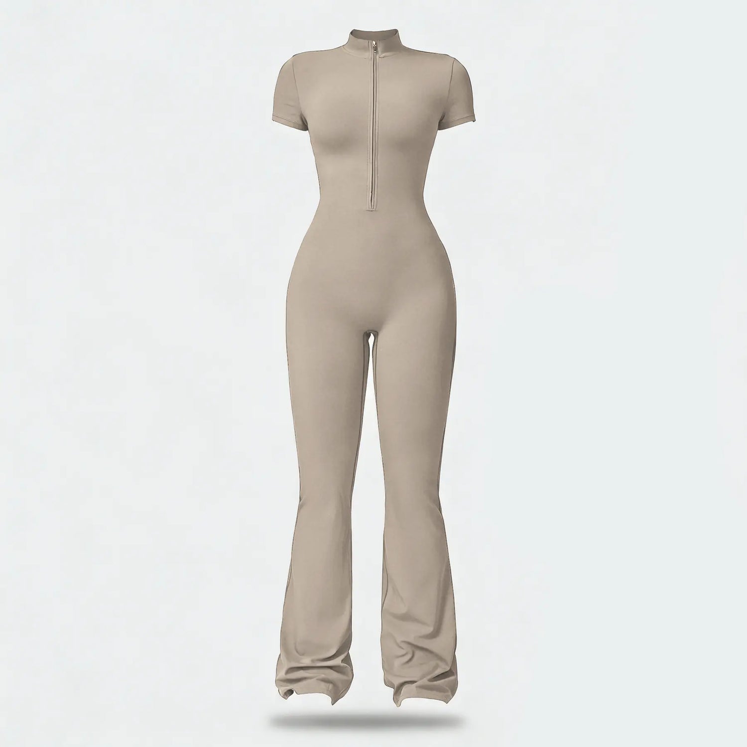 NINONERA Summer Vibes Zip-Front Short-Sleeve Bodysuit — Linen
