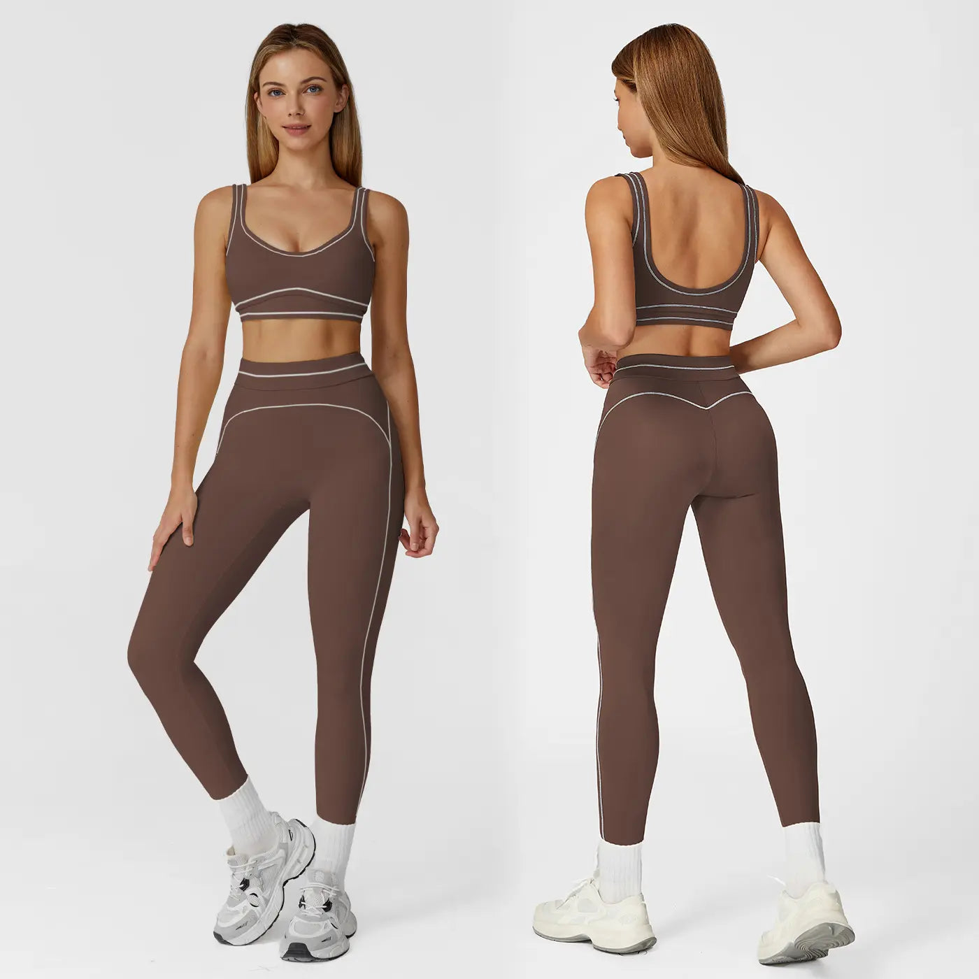 NINONERA Two-Piece Sports Set — Dark Chocolate Brown
