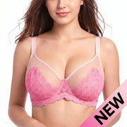 Meridian Lace Minimizer Bra in Neon Contrast Pale Pink