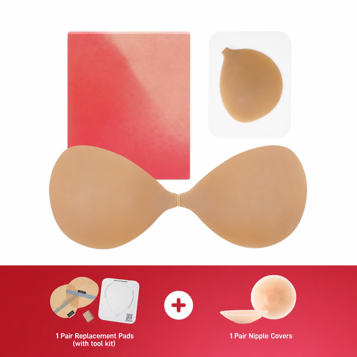 Invisible Lift Adhesive Bra in Brown Color Set (with 1 Replacement Adhesive)