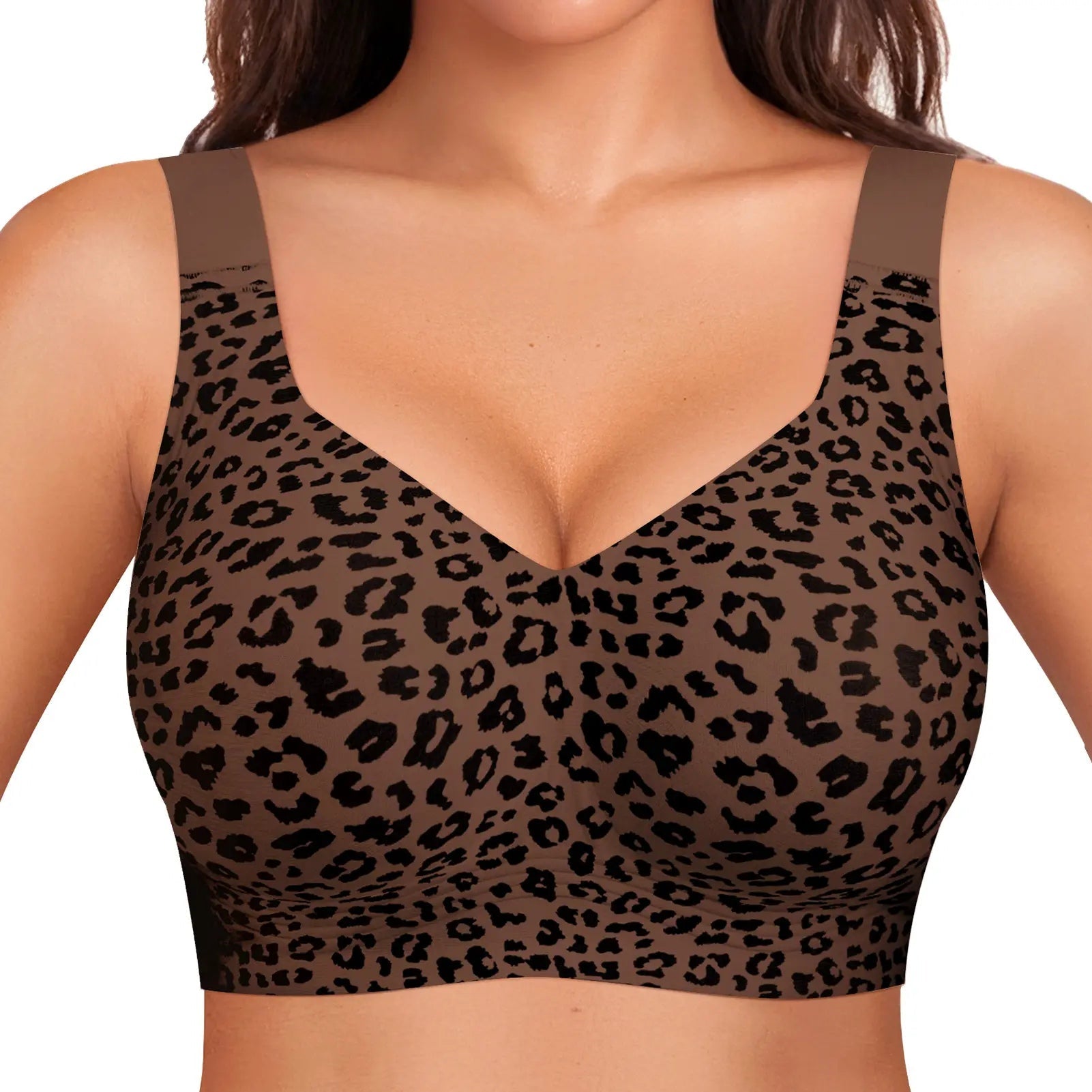Second-Skin Jelly Bra in Dark Brown Leopard