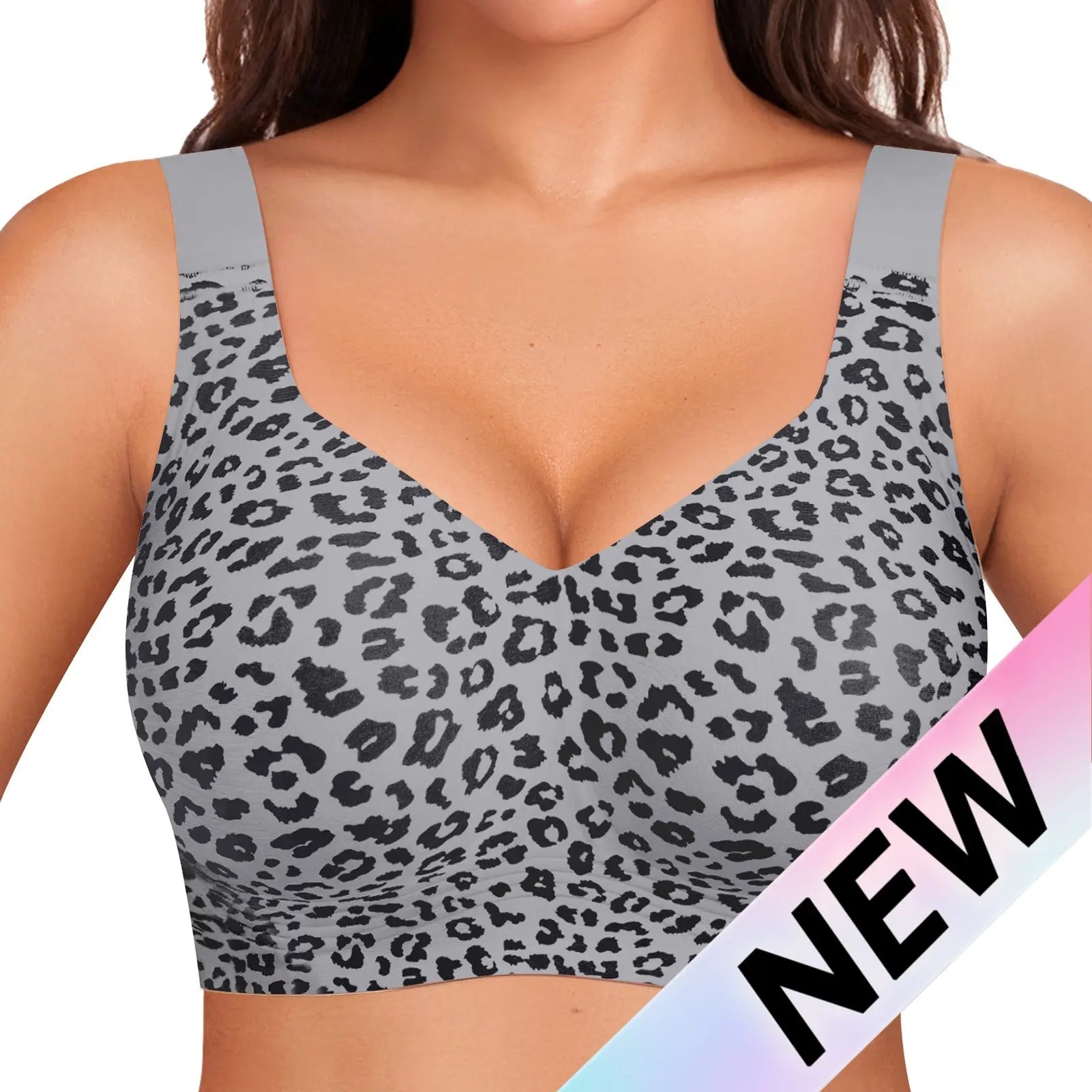 Second-Skin Jelly Bra in Gray Leopard