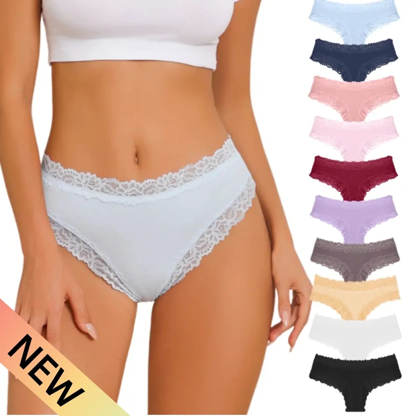 NINONERA Lace-Kissed Cotton Bikini Multipacks - 10PCS Light Colors
