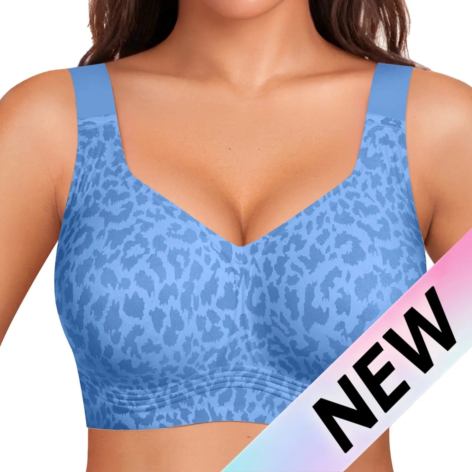 Second-Skin Jelly Bra in Sky Blue Leopard 