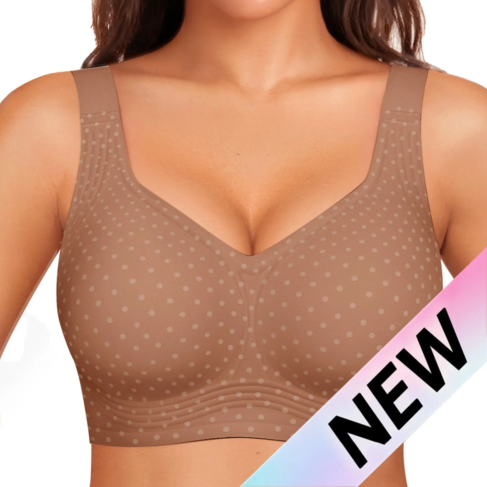 Second-Skin Jelly Bra in Coffee with White Polka Dot