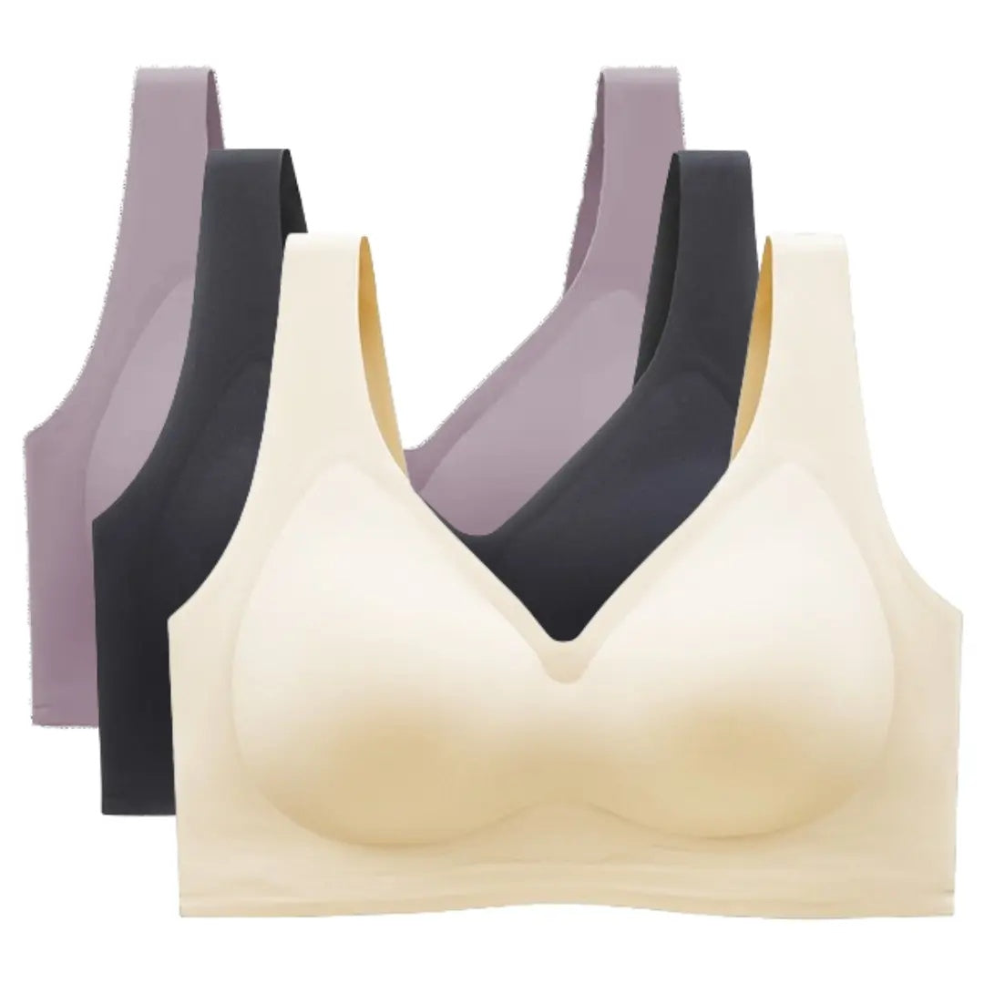 Classic Jelly Support Bra in Essential Collection 3Pcs - Black&Grey&Beige