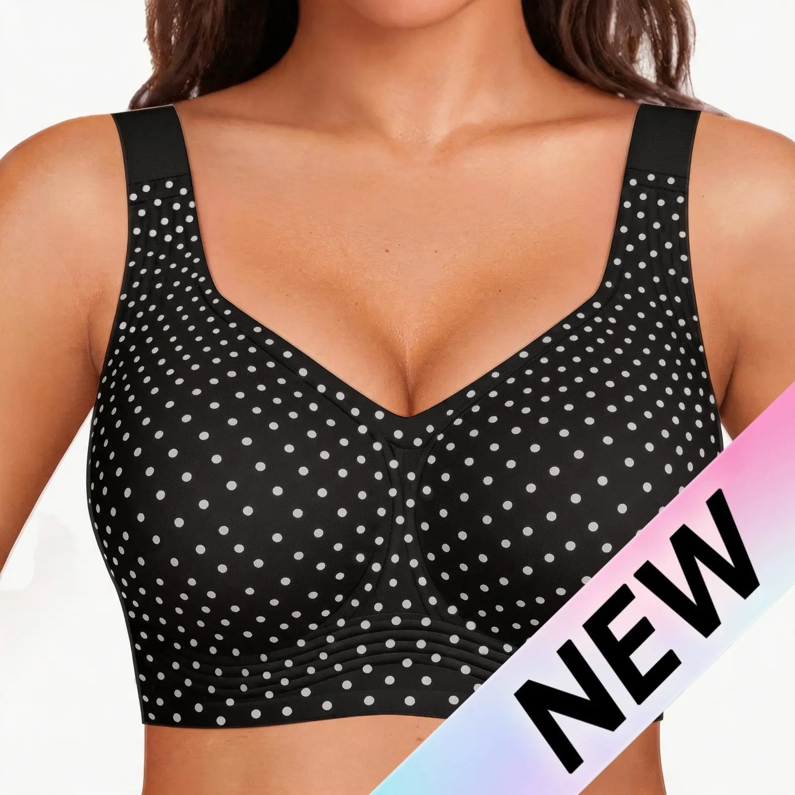 Second-Skin Jelly Bra in Black with White Polka Dot