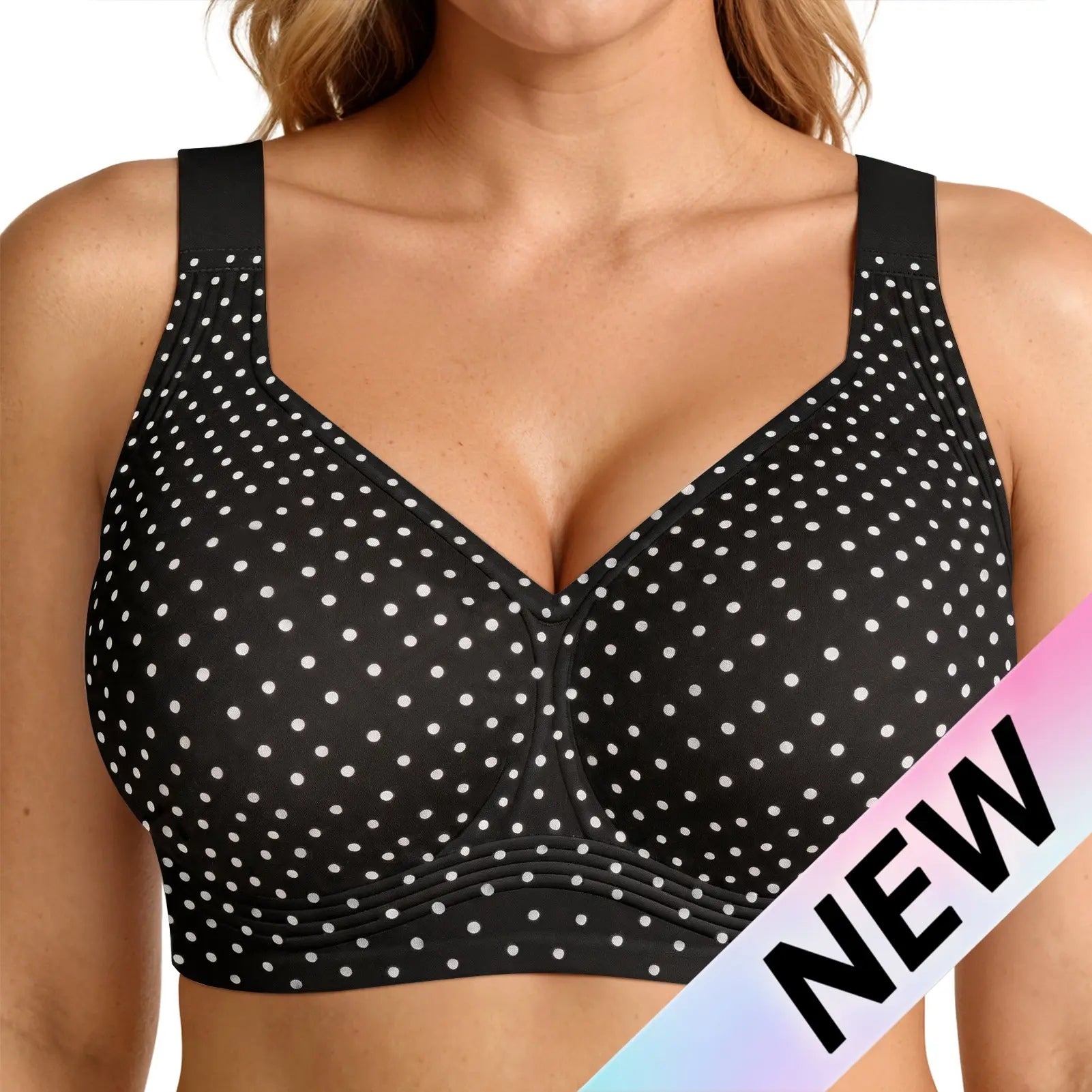 Sculpt Jelly Wireless Bra in Black with White Polka Dot