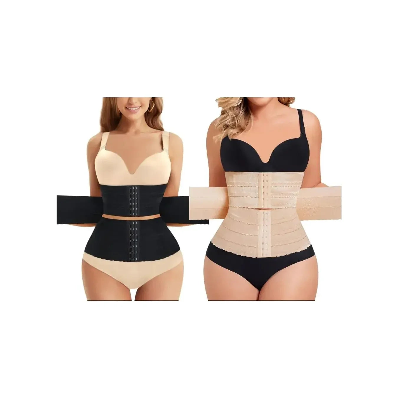 NINONERA CoreLine Sectional Waist Corset - Black*1 pc+Khaki*1 pc