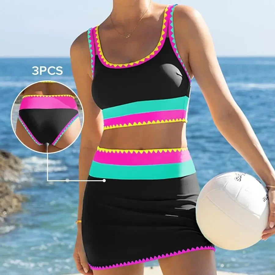 NINONERA Coastline Colorblock 3-Piece Swim Set - Black