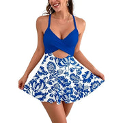 NINONERA Riviera Wrap Swimdress - Blue, print