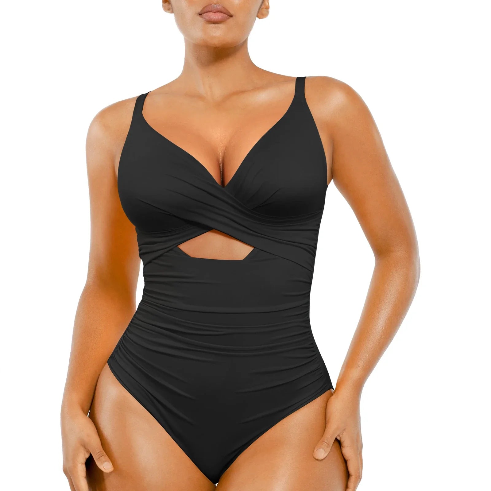 NINONERA U-Ring Smart Sculpt Swimsuit - Cutout-Front-Black