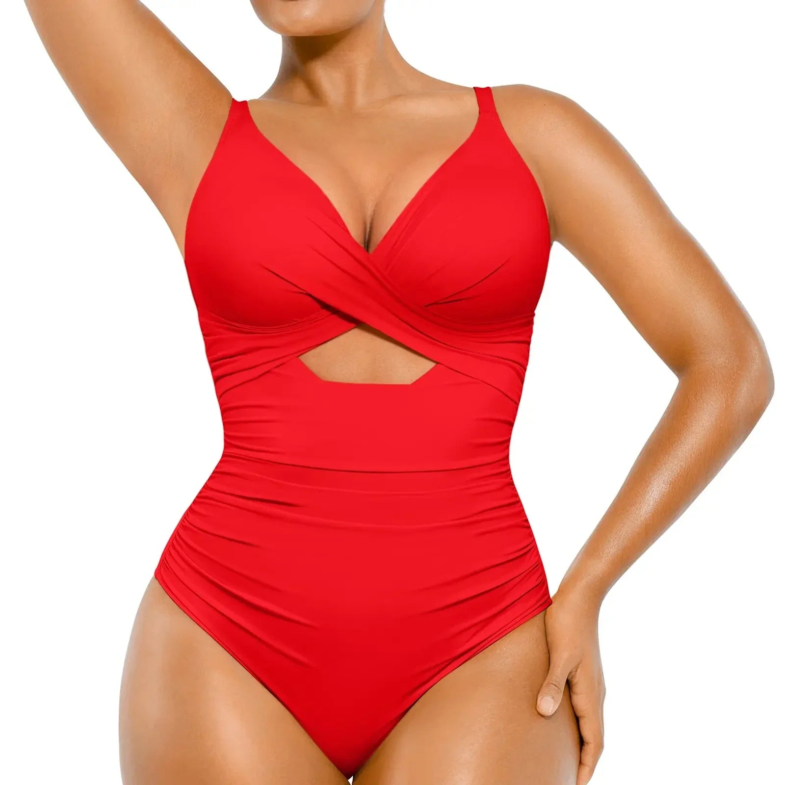 NINONERA U-Ring Smart Sculpt Swimsuit - Cutout-Front-Red