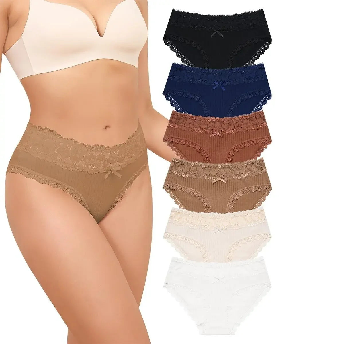 NINONERA Lace-Trim Cotton Hipster 6-Pack - Multicolor-f
