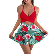 NINONERA Riviera Wrap Swimdress - Red,floral