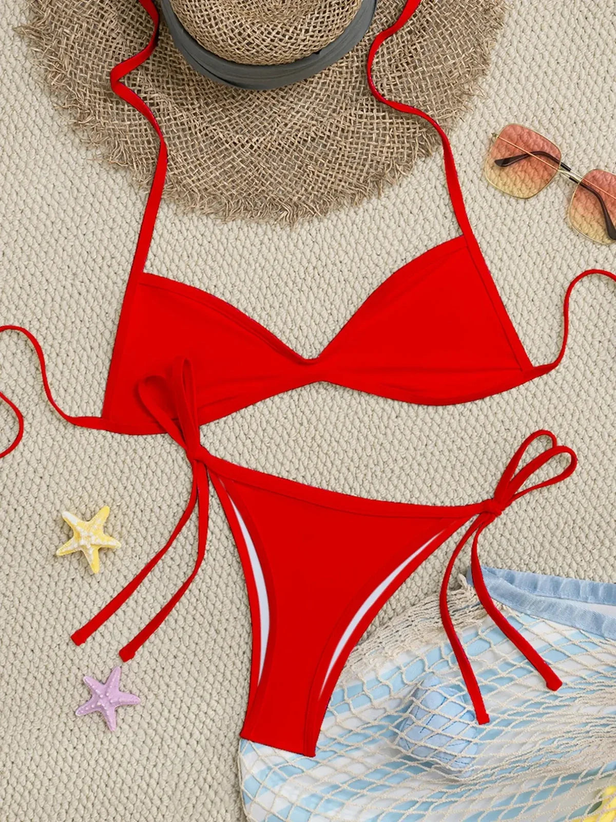 NINONERA HighTide Tie-Side Bikini Set - Red