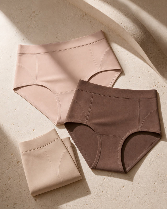 High-rise seamless underwear in almond cocoa and blush