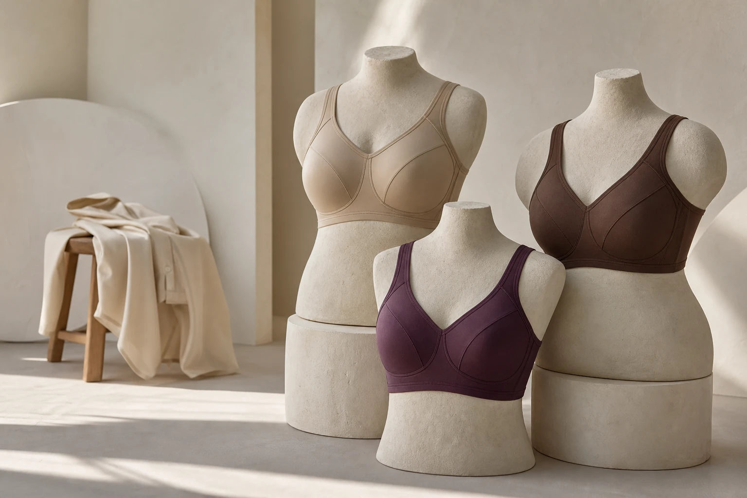 NINONERA wireless bra edit in almond cocoa and plum